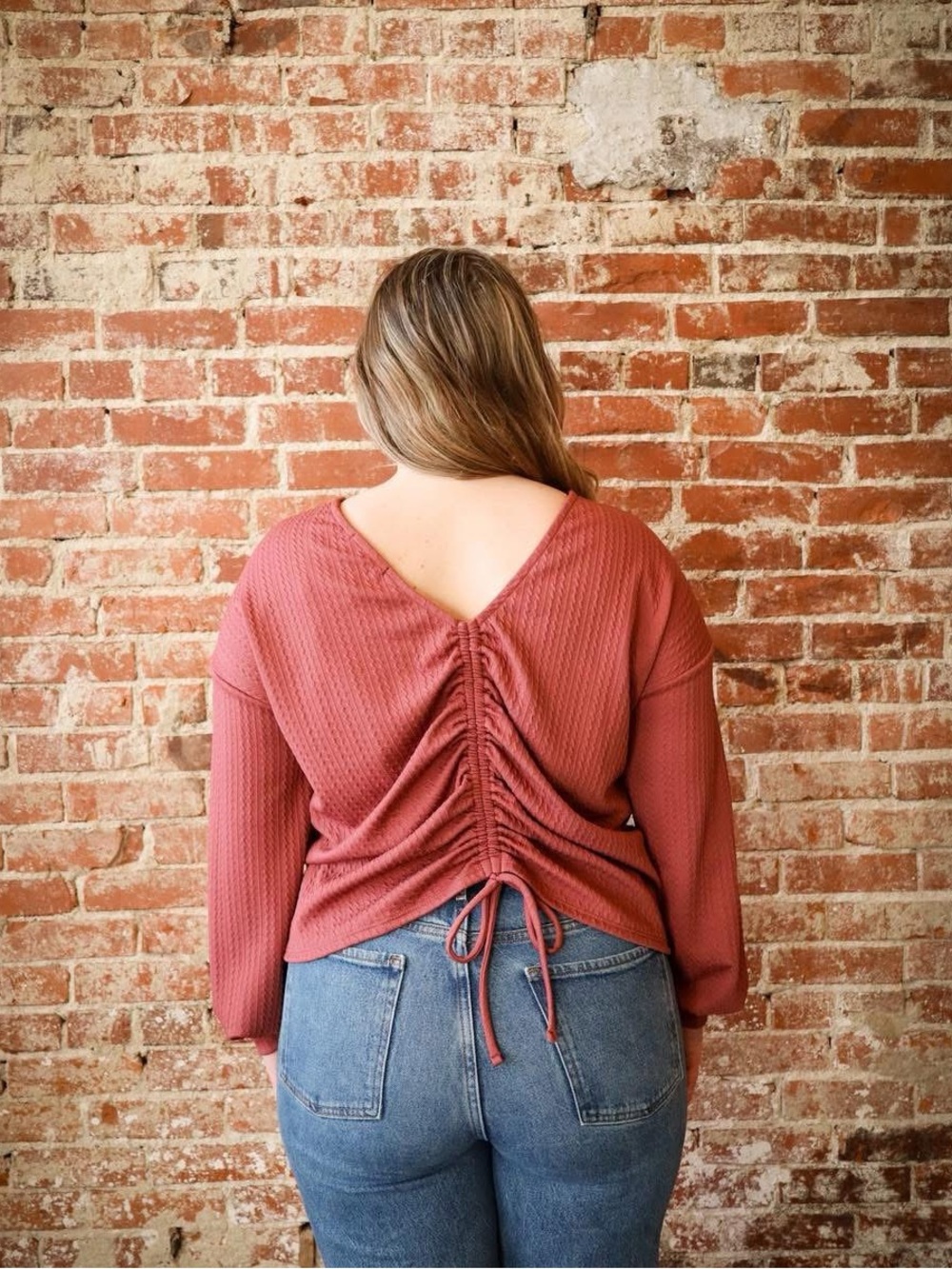 Gilli Knit Long-Sleeve Top - Burgandy - Picture 2 of 2